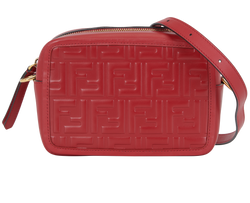 Zucca Embossed Camera Bag, Leather, Red, 198.0189, DB/B, 3*